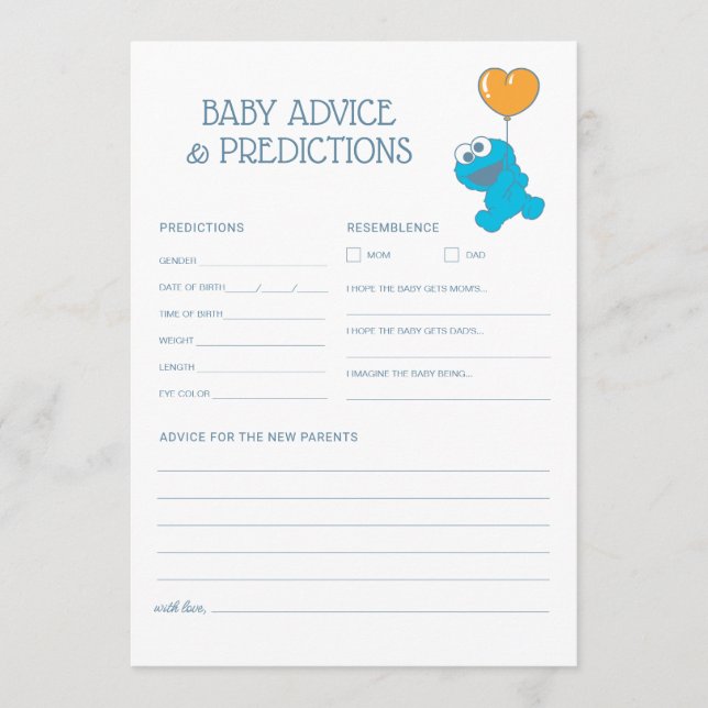 Carte De Correspondance Rue Sésame | Baby shower Monster de cookies (Devant)