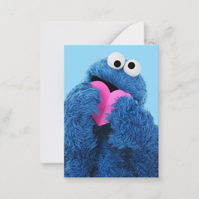 Carte De Correspondance Rue Sésame | Cookie Monster Cœur Rose (Devant)