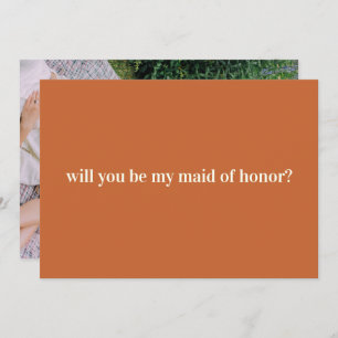 Carte De Correspondance Rust Terracotta Maid of Honor Proposition Photo