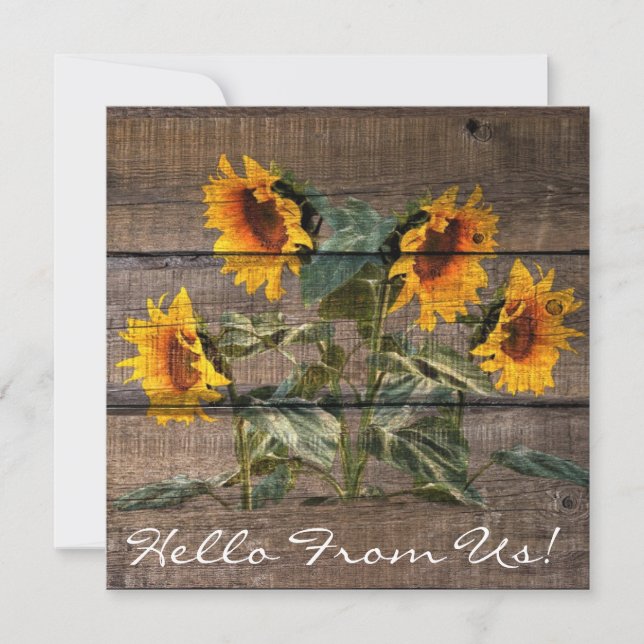 Carte De Correspondance Rustic Barn Wood Sunflower (Devant)