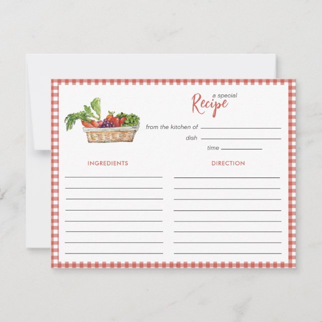 Carte De Correspondance Rustic vegetables Bridal shower Recipe card (Devant)
