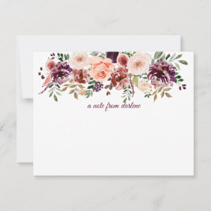Carte De Correspondance Rustique Autumn Boho Aquarelle Floral Monogramme