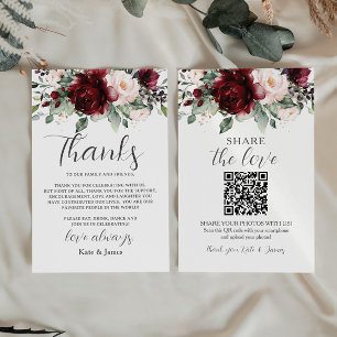Carte De Correspondance Rustique Chic Fleurs de Bourgogne et Rose QR Parta