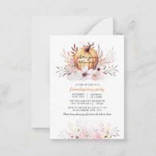 Carte De Correspondance Rustique Friendsgiving Floral Fall Feuilles Citrou
