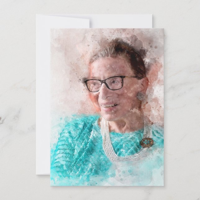 Carte De Correspondance Ruth Bader Ginsburg Aquarelle souriante Portrait T (Devant)
