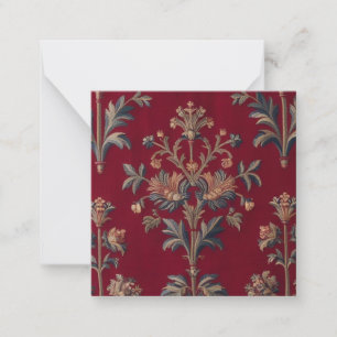 Carte De Correspondance Sac broderie medievale fleurie en rouge bordeaux