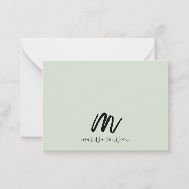 Carte De Correspondance Sage Brush Peint Style Monogramme Nom du script (Devant)