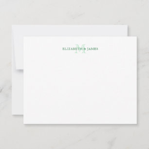 Carte De Correspondance Sage Green Couple Monogrammé Vintage Personnalisé
