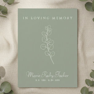Carte De Correspondance Sage Green Eucalyptus Photo Remerciement Funéraill