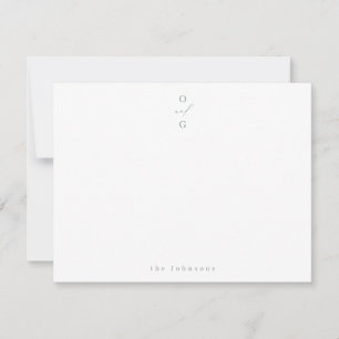 Carte De Correspondance Sage Green monogramme simple personnalisé Papier à