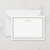 Sage Vert Minimaliste Simple Monogramme Deux Bordu