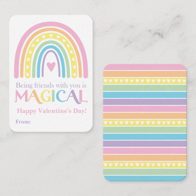 Carte De Correspondance Saint-Valentin arc-en-ciel, Saint-Valentin classe  (Devant / Derrière)