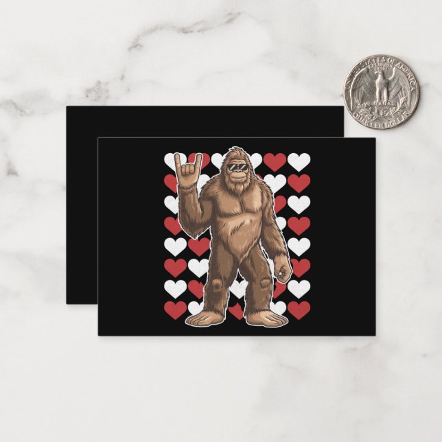 Carte De Correspondance Saint-Valentin Bigfoot Cœurs Drôles d'amour de Sas (Devant/Arrière en situation)