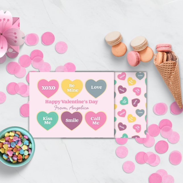 Carte De Correspondance Saint Valentin Candy Hearts Design (Valentine Card for Kids classroom personalized)