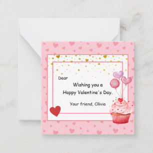 Carte De Correspondance Saint-Valentin Cupcake Sucrée pour enfants