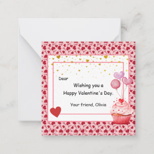 Carte De Correspondance Saint Valentin Cupcake Sucrée pour les enfants