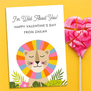 Carte De Correspondance Saint Valentin de classe pour enfants avec un lion
