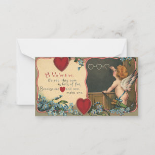 Carte De Correspondance Saint-Valentin Mignon Vintage, Chérubin Enseignant