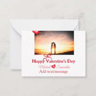 Carte De Correspondance Saint-Valentin nœud rouge ajouter photo nom cœur a