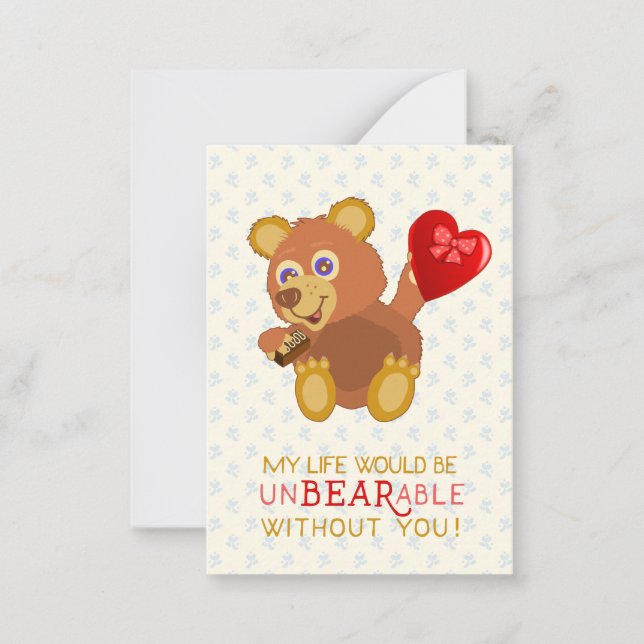 Carte De Correspondance Saint Valentin Ours Funny Kids School (Devant)