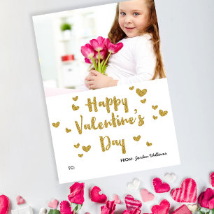 Carte De Correspondance Saint Valentin Photo Glittery Gold Classroom