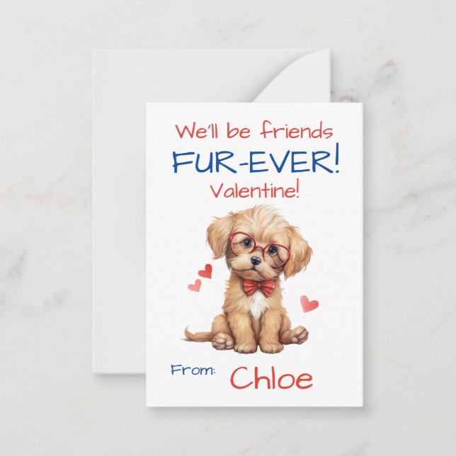 Carte De Correspondance Saint-Valentin pour enfants avec chiots  (Devant)