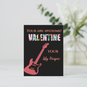 Carte De Correspondance Saint-Valentin Tu Dechires Guitare Rouge Enfants