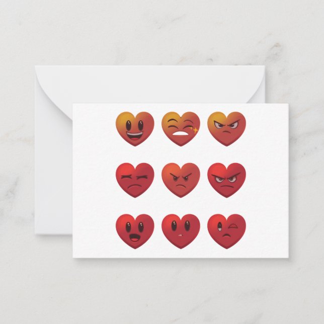 Carte De Correspondance Saint-Valentin Visages Rigolards Cœurs Drôle (Devant)