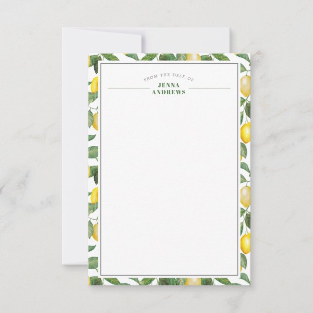 Carte De Correspondance Saison du citron | Correspondance du bureau (Devant)
