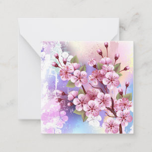 Carte De Correspondance Sakura rose sur la peinture Arrière - plan