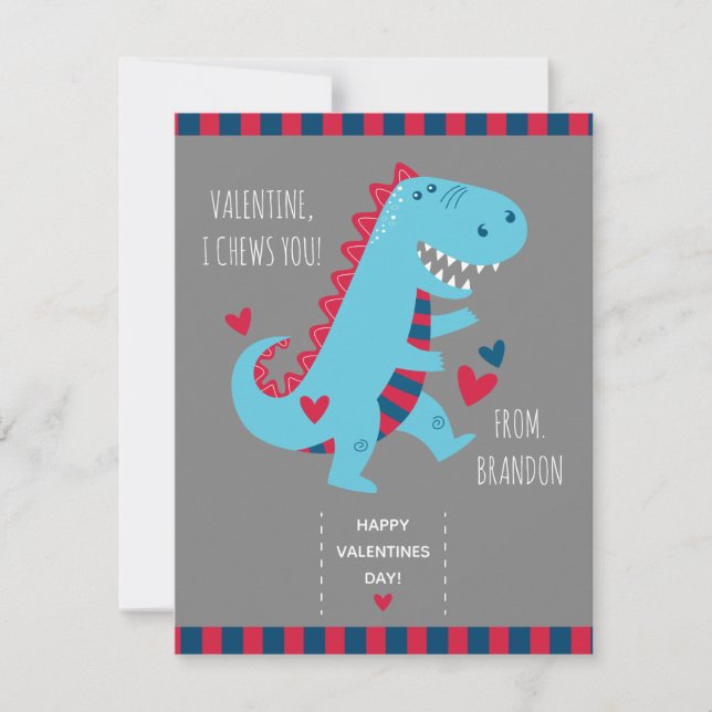 Carte De Correspondance Salle de classe pour enfants Dinosaure Valentines (Devant)