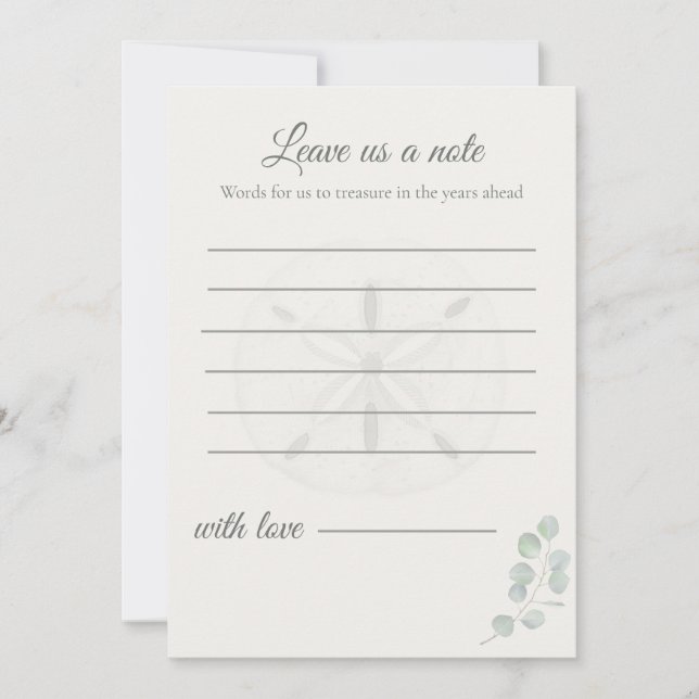 Carte De Correspondance Sand Dollar Wedding Message Cards | (Devant)