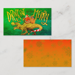 Carte De Correspondance Santa à cheval sur un Trex - Jour de Noël préhisto