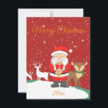Carte De Correspondance Santa Claus et cerfs mignon rétro mode hiver Noël<br><div class="desc">Santa Claus et cerfs mignonette rétro tendance carte de note d'hiver de Noël.</div>