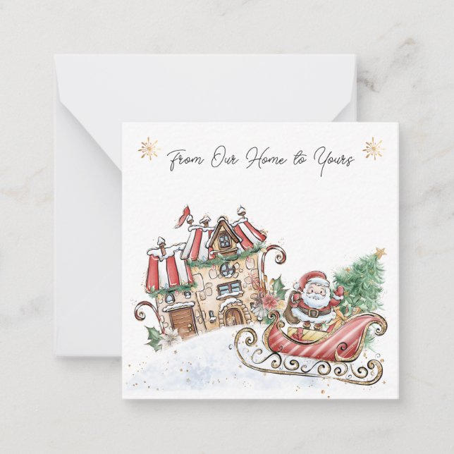 Carte De Correspondance Santa Noël de notre maison à la vôtre (Devant)