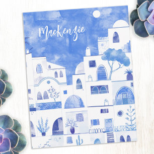 Carte De Correspondance Santorin Grèce Aquarelle Personnalisée