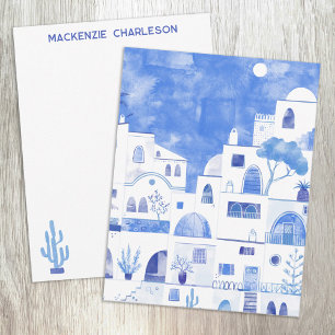 Carte De Correspondance Santorin Grèce Aquarelle Personnalisée