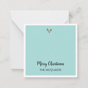 Carte De Correspondance Sapin de Noël à l'aquarelle avec Rudolph nommé