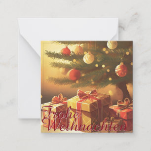 Carte De Correspondance Sapin de Noël avec des cadeaux dorés
