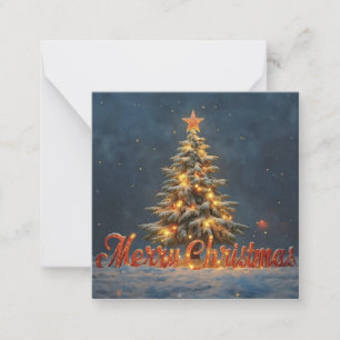 Carte De Correspondance Sapin de Noël enneigé aux lumières chaudes