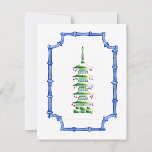 Carte De Correspondance Sapin de Noël Pagode en Bambou Chinoiserie