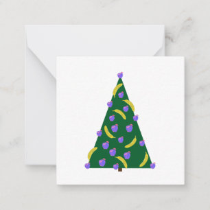 Carte De Correspondance Sapin de Noël Pop Art avec des pommes et des banan