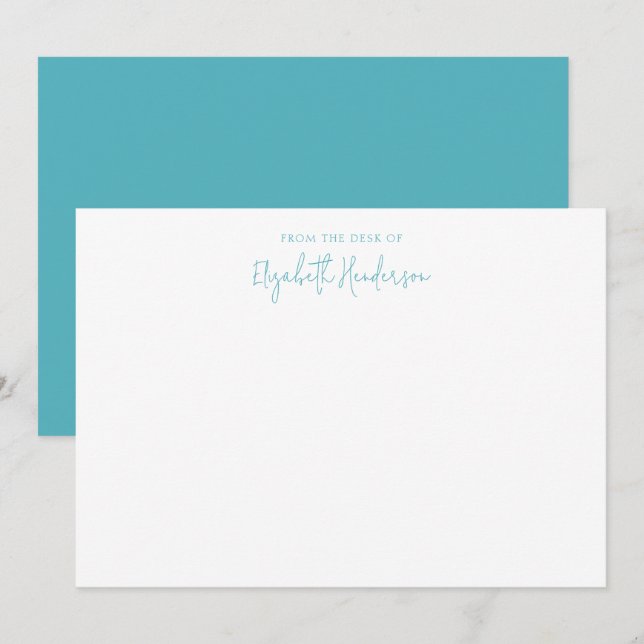 Carte De Correspondance Sapphire Chic Script bleu (Devant / Derrière)