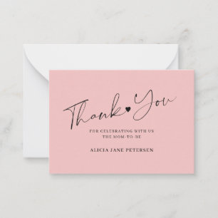 Carte De Correspondance Scénario de baby shower budget rose merci