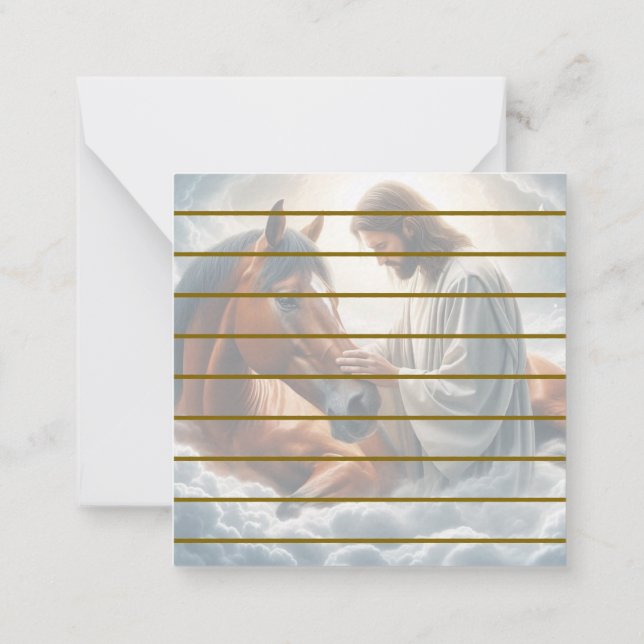 Carte De Correspondance Scène sereine de Compassion avec Jésus et Cheval (Dos)