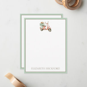 Carte De Correspondance Scooter côtier rose et aqua mignon