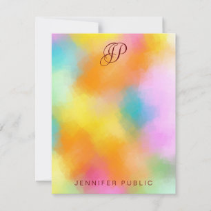 Carte De Correspondance Script Colorful Abstrait écriture manuscrite Monog