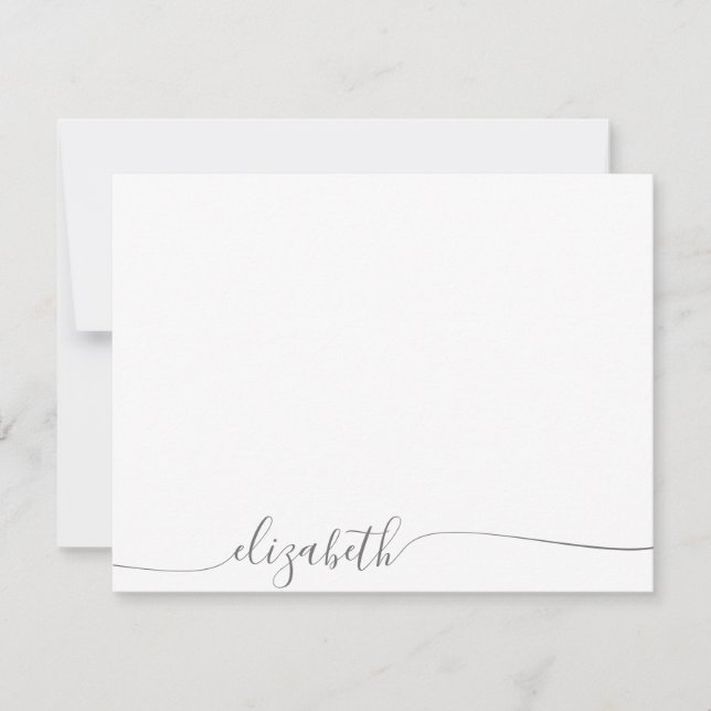 Carte De Correspondance Script cursif gris simple Nom personnalisé (Devant)