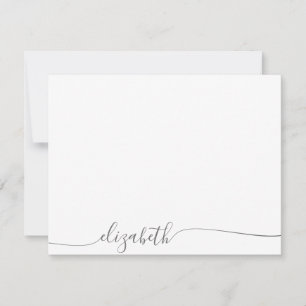 Carte De Correspondance Script cursif gris simple Nom personnalisé