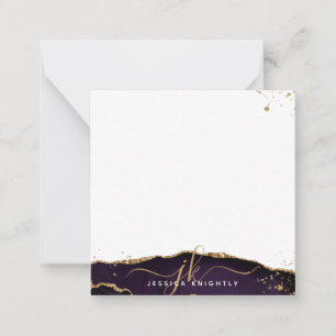 Carte De Correspondance Script d'agate violet élégant Monogramme Parties s